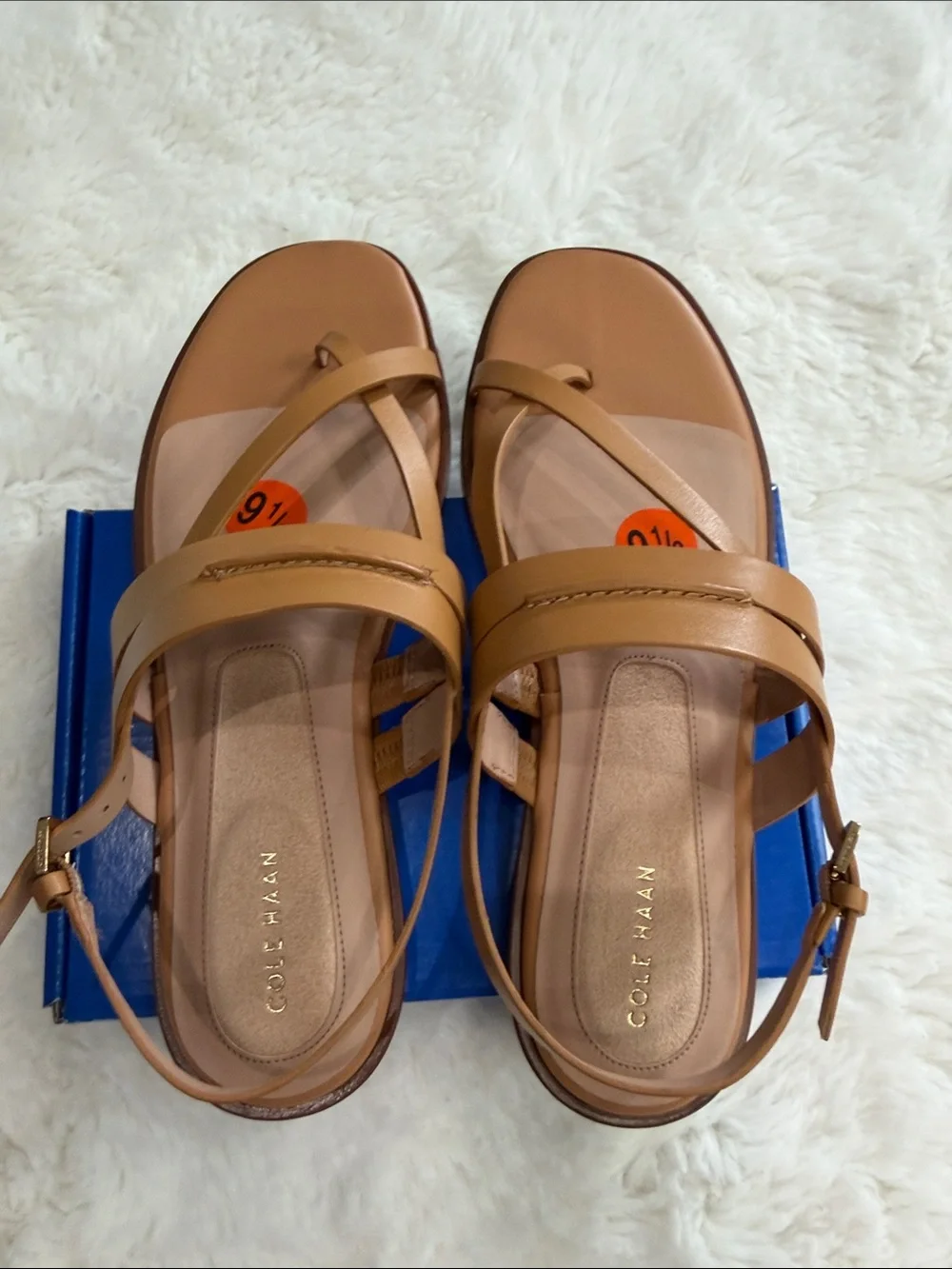 Cole Haan Tan Leather Strappy Sandals - Women,Size 9.5 B